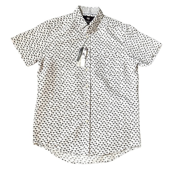 NWT International Report Men’s Slim Fit Button Up Tropical Palm Tree Shi…​ - Picture 1 of 5